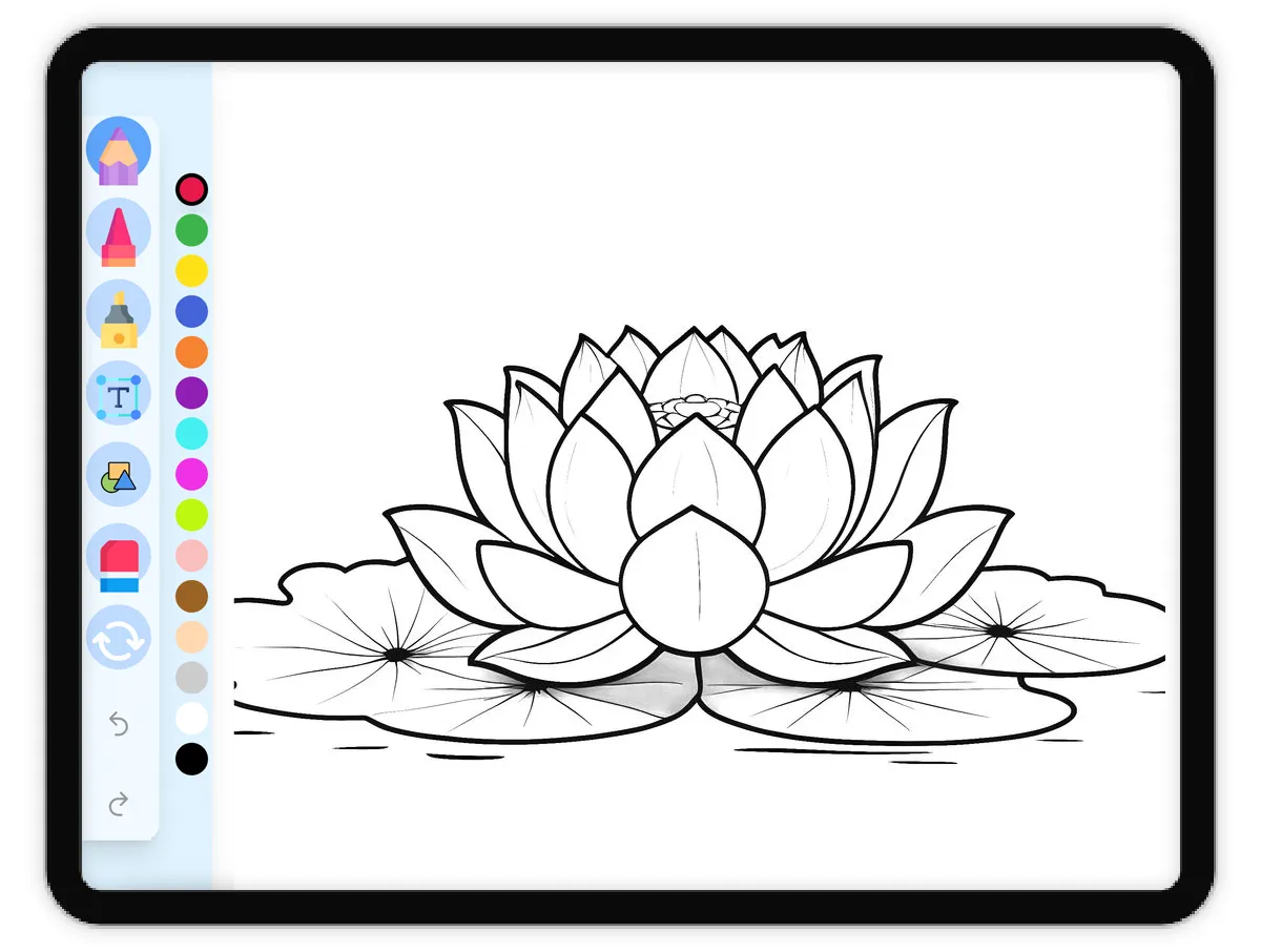 Interactive coloring page preview: Lotus, enlightenment - A fun educational coloring activity - Page 1