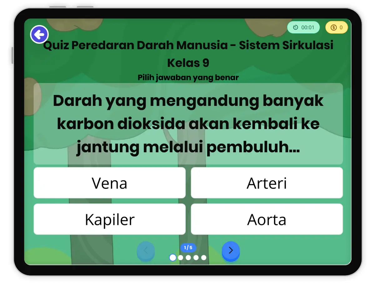 Game preview: Quiz Peredaran Darah Manusia - Sistem Sirkulasi Kelas 9 - Page 1 of undefined