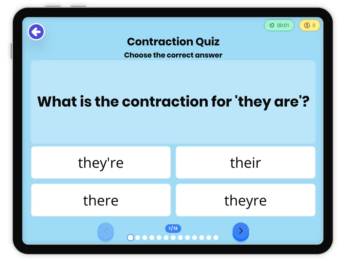 Game preview: Contraction Quiz - Page 1 of undefined