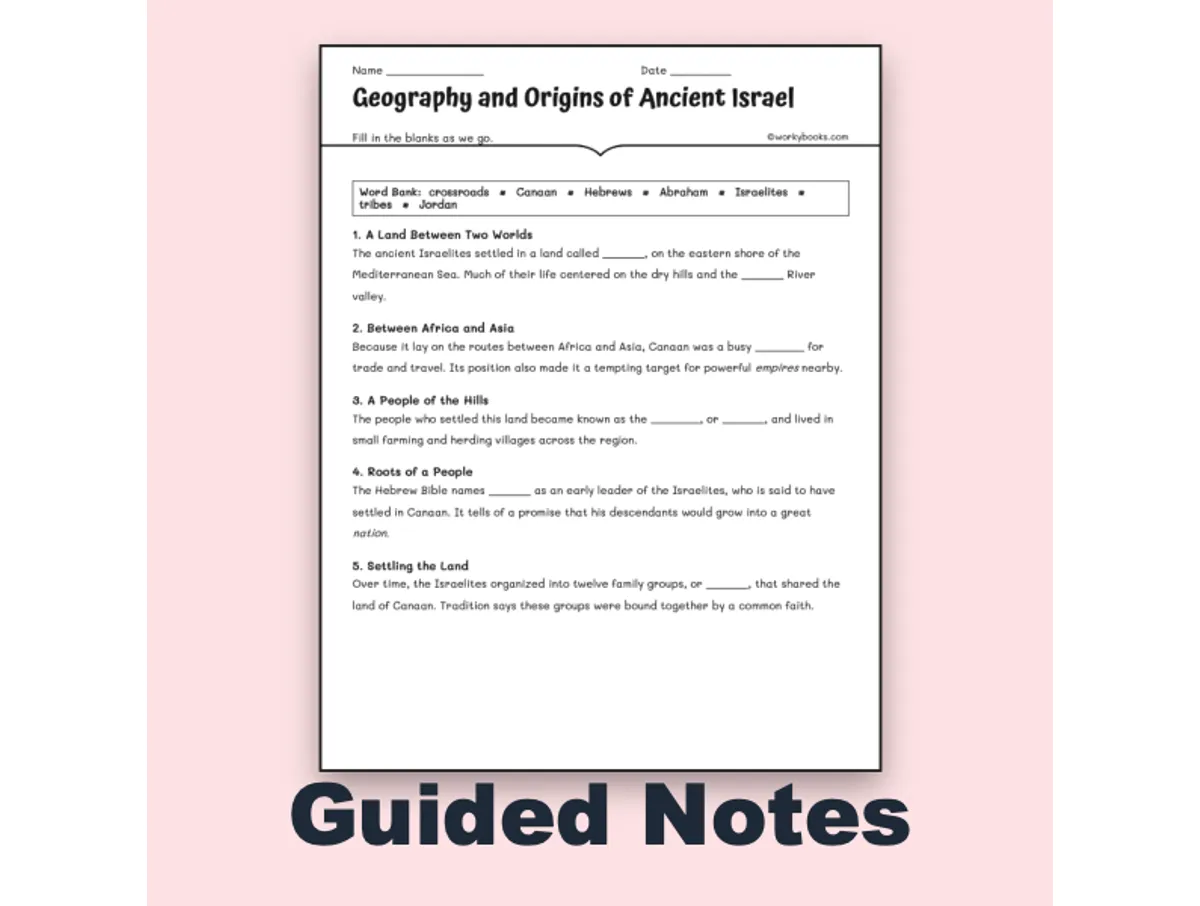 Worksheet preview: Geography and Origins of Ancient Israel - Page 1 of null