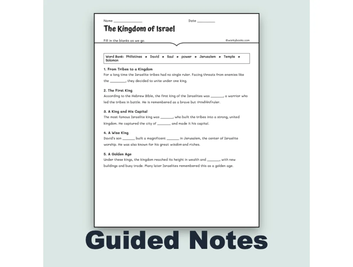Worksheet preview: The Kingdom of Israel - Page 1 of null