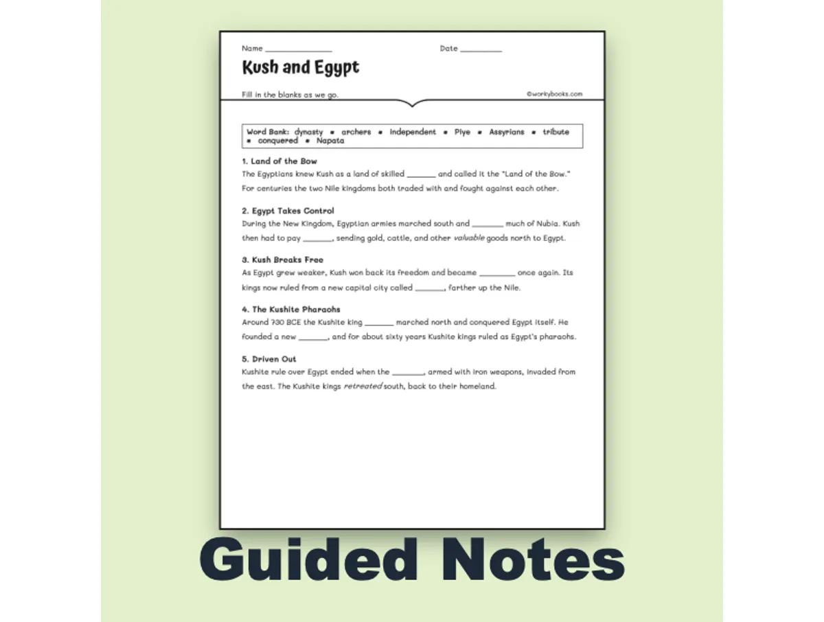 Worksheet preview: Kush and Egypt - Page 1 of null