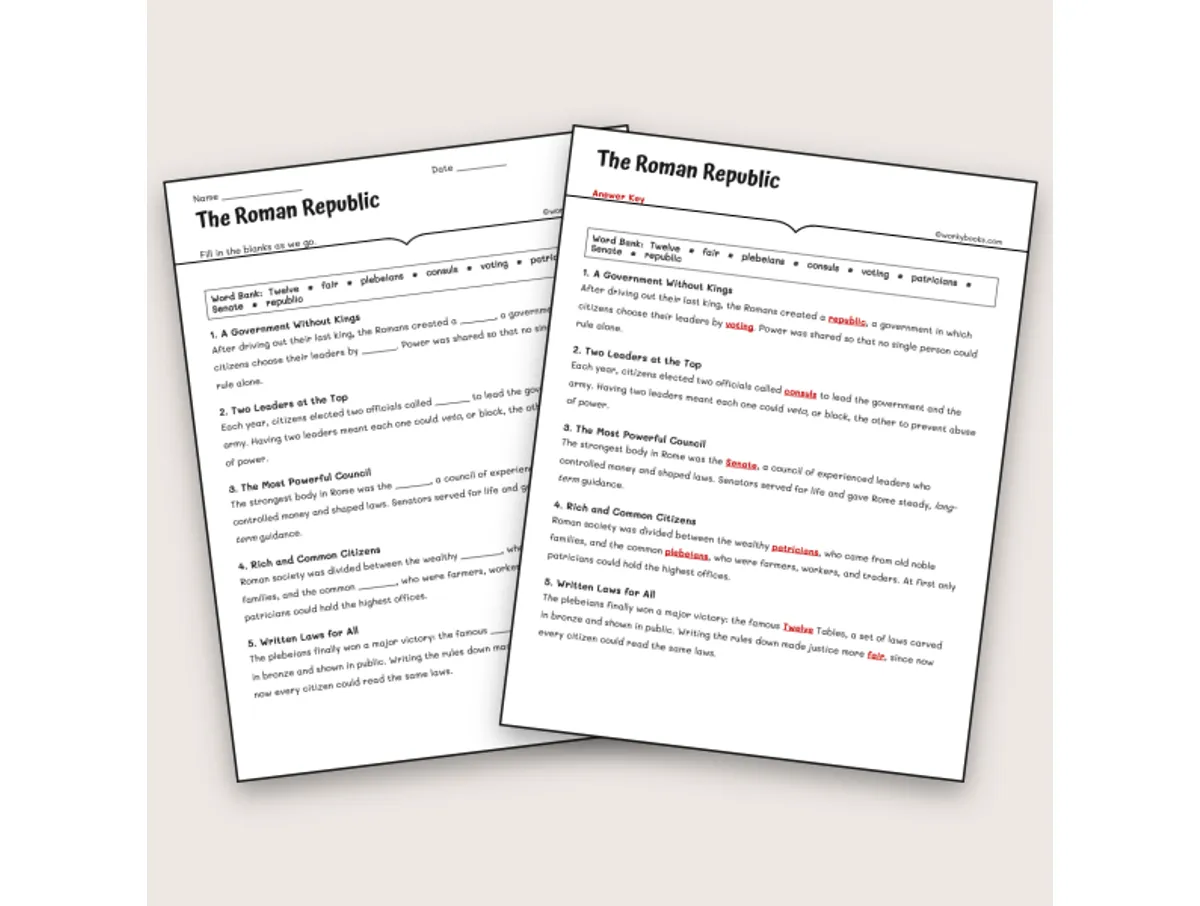 Worksheet preview: The Roman Republic - Page 1 of null