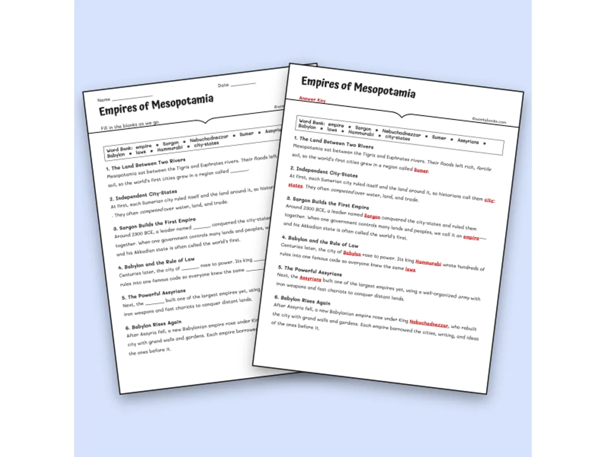 Worksheet preview: Empires of Mesopotamia - Page 1 of null