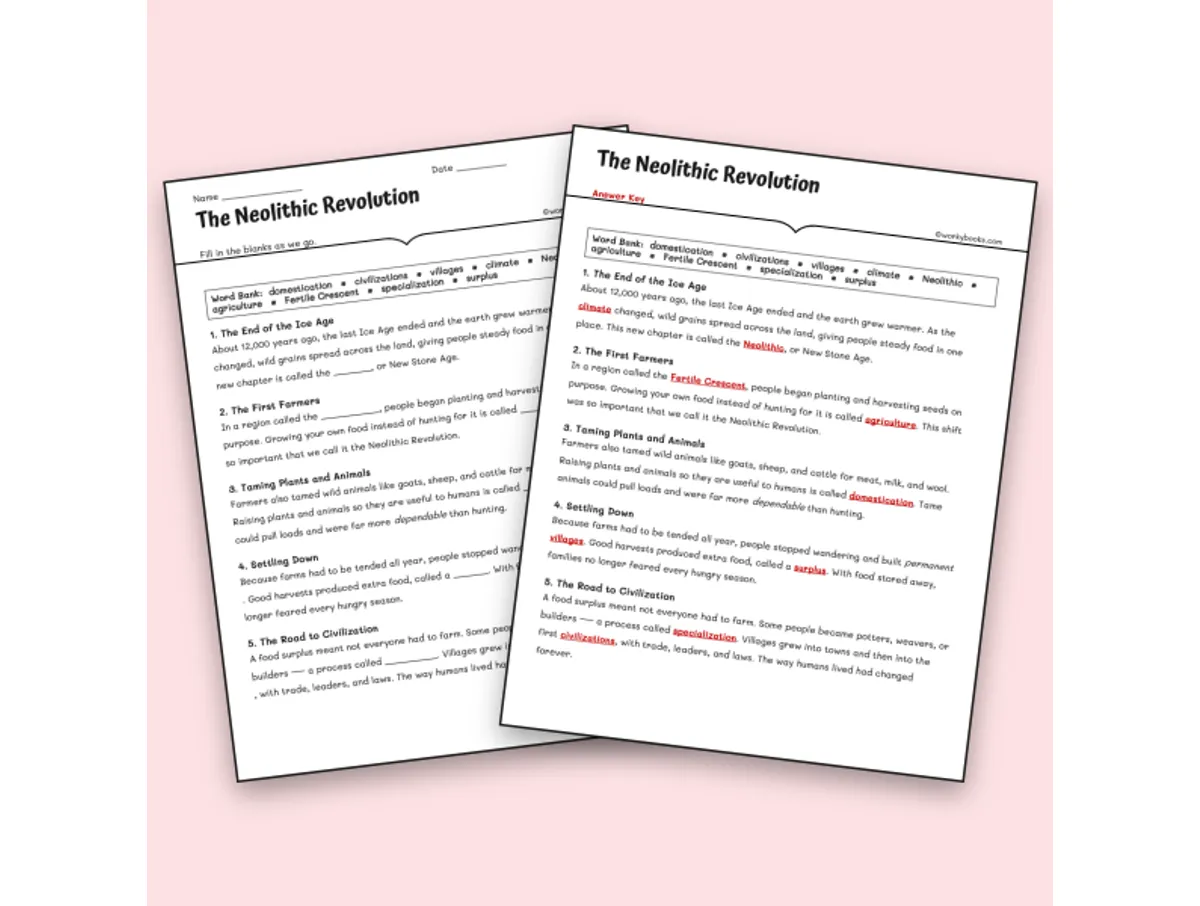 Worksheet preview: The Neolithic Revolution - Page 1 of null