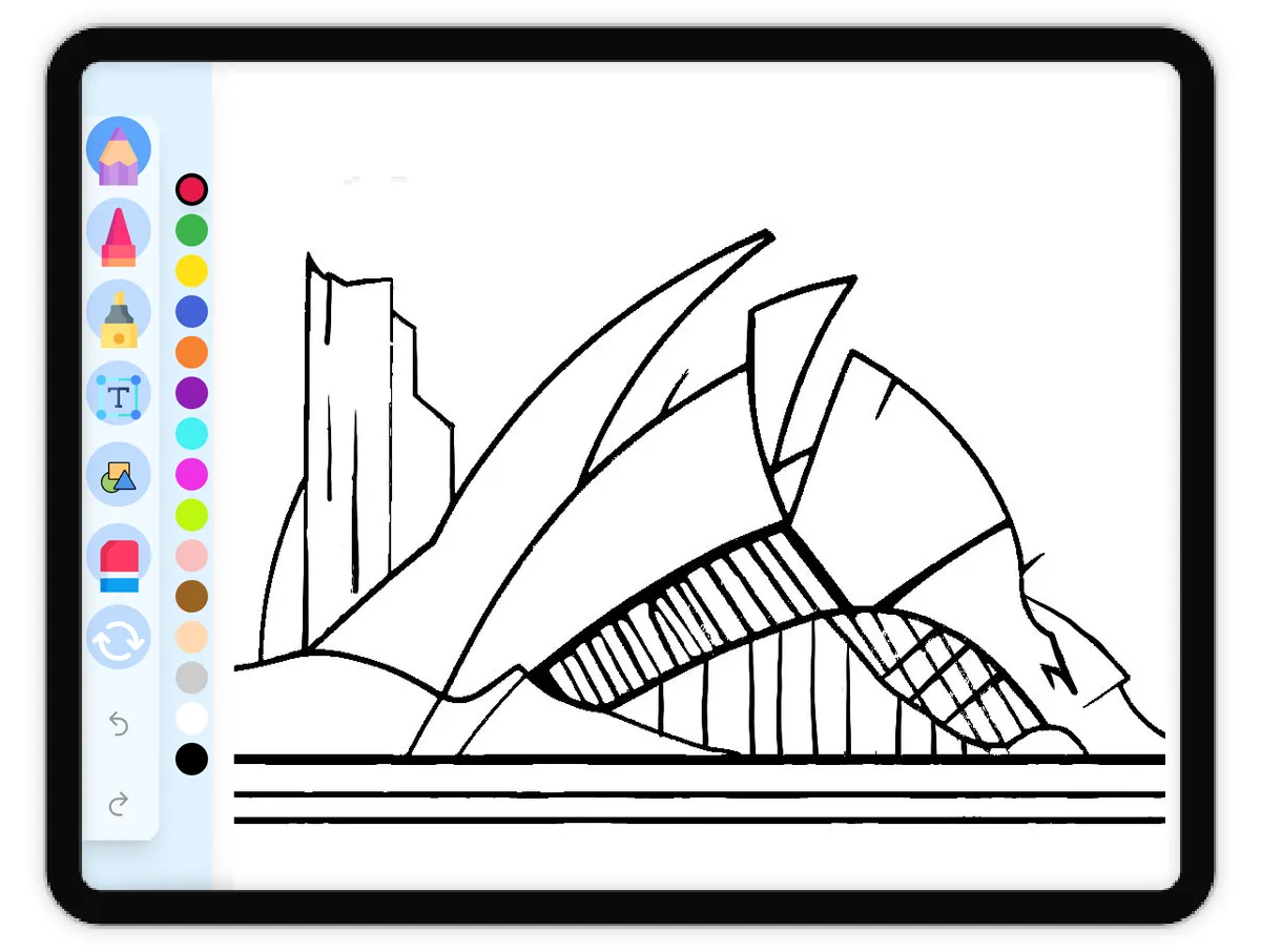 Interactive coloring page preview: City of Arts and Sciences - A fun educational coloring activity - Page 1