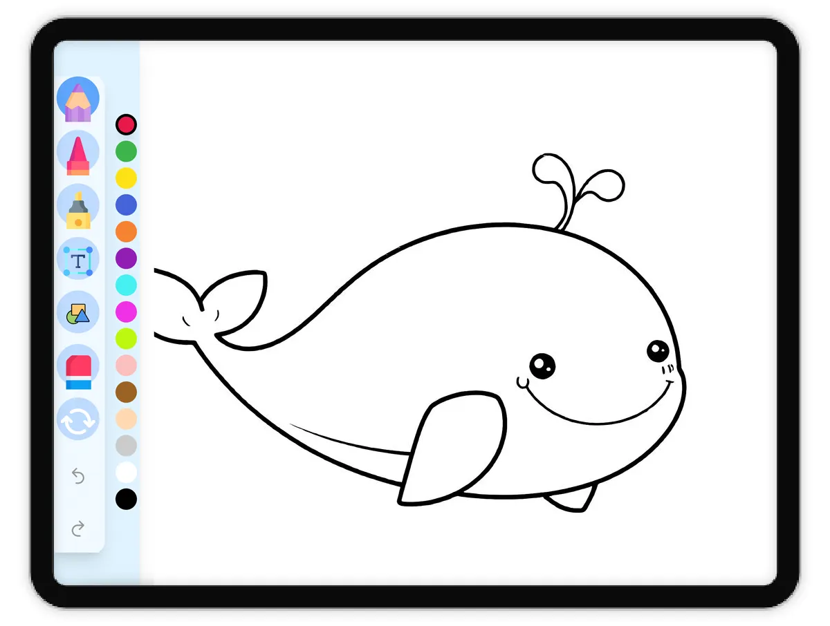 Interactive coloring page preview: Dolphin Coloring Page - A fun educational coloring activity - Page 1