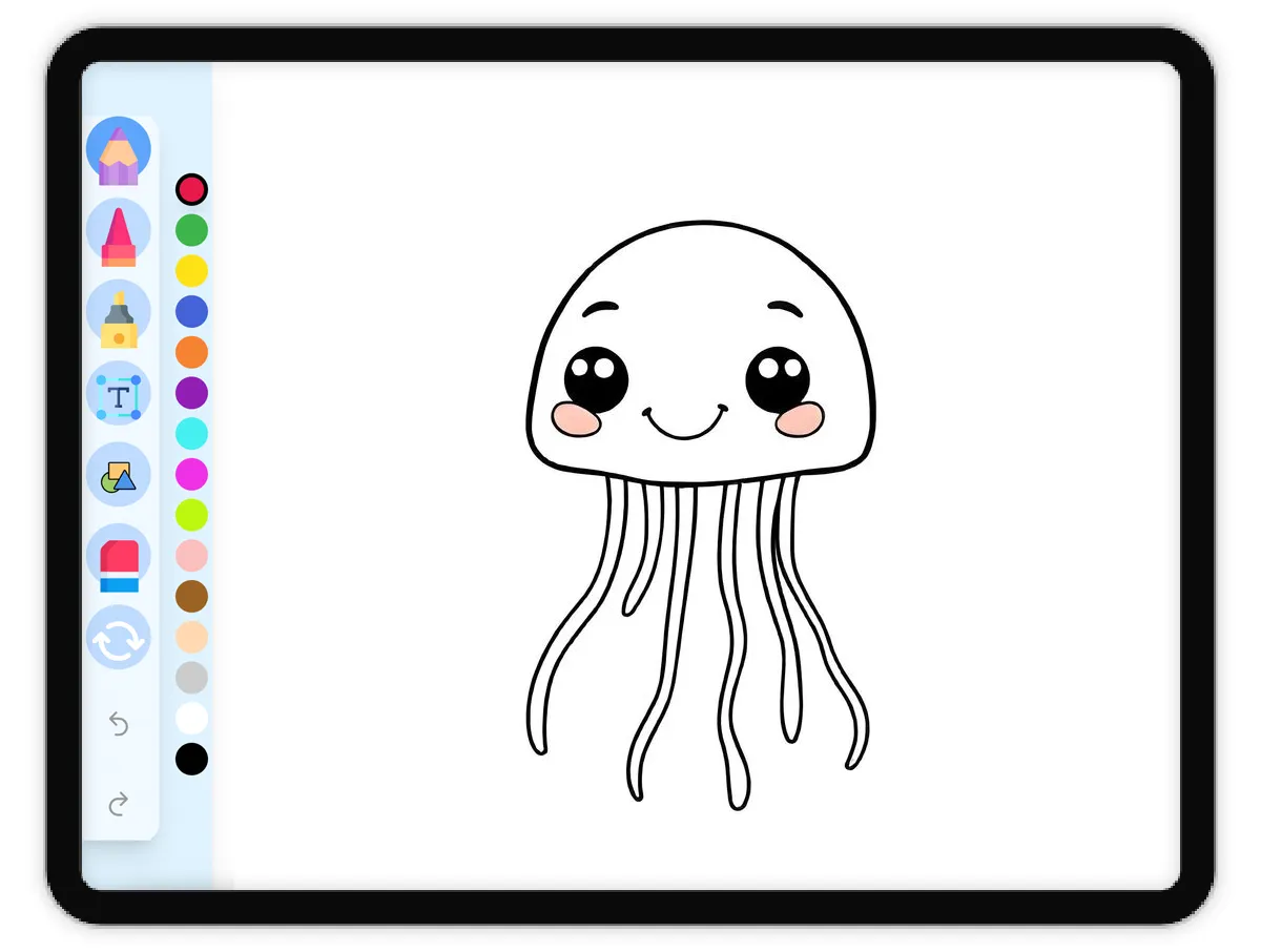 Interactive coloring page preview: Jellyfish Coloring Page - A fun educational coloring activity - Page 1