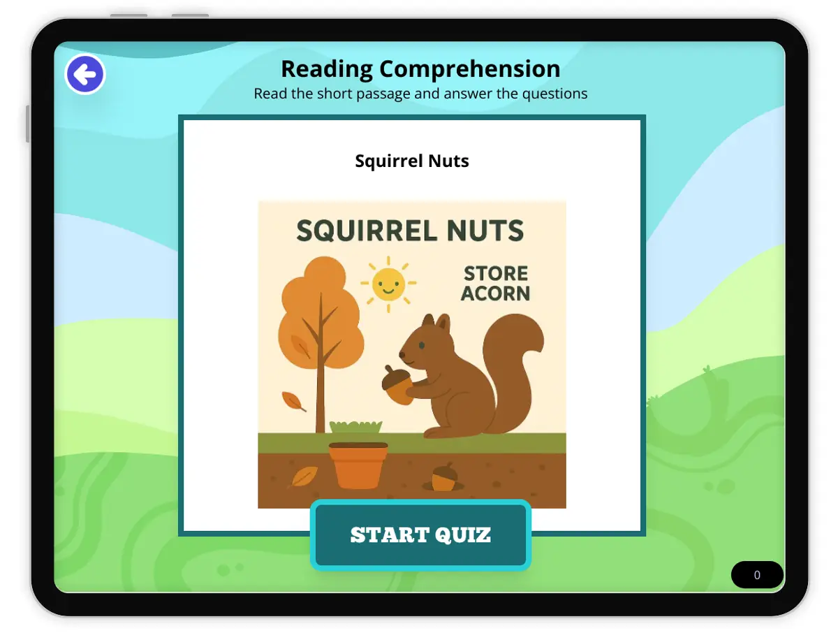 Interactive — Reading Comprehension preview: Squirrel Nuts covering 2-LS2-1 standards - Page 1 of null