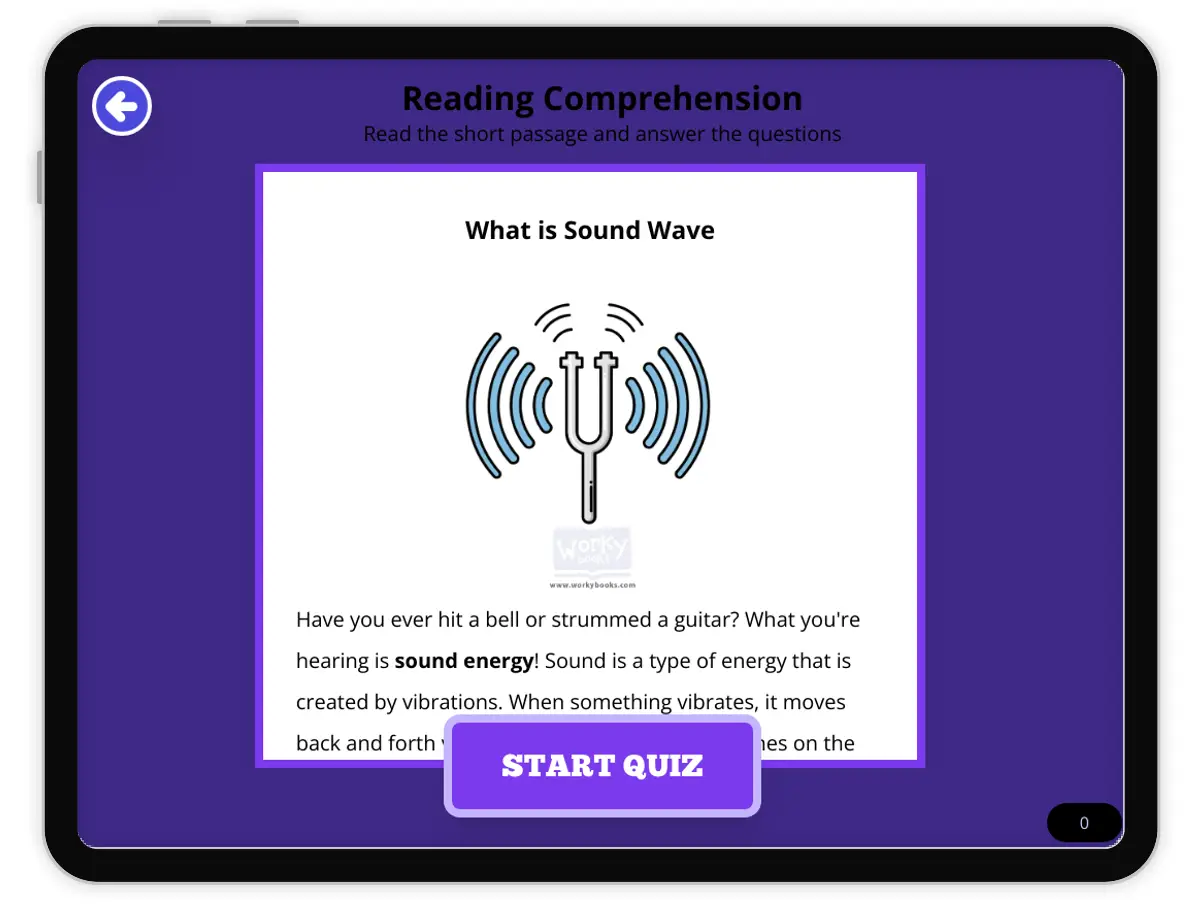 Interactive — Reading Comprehension preview: Sound Waves covering  standards - Page 1 of null