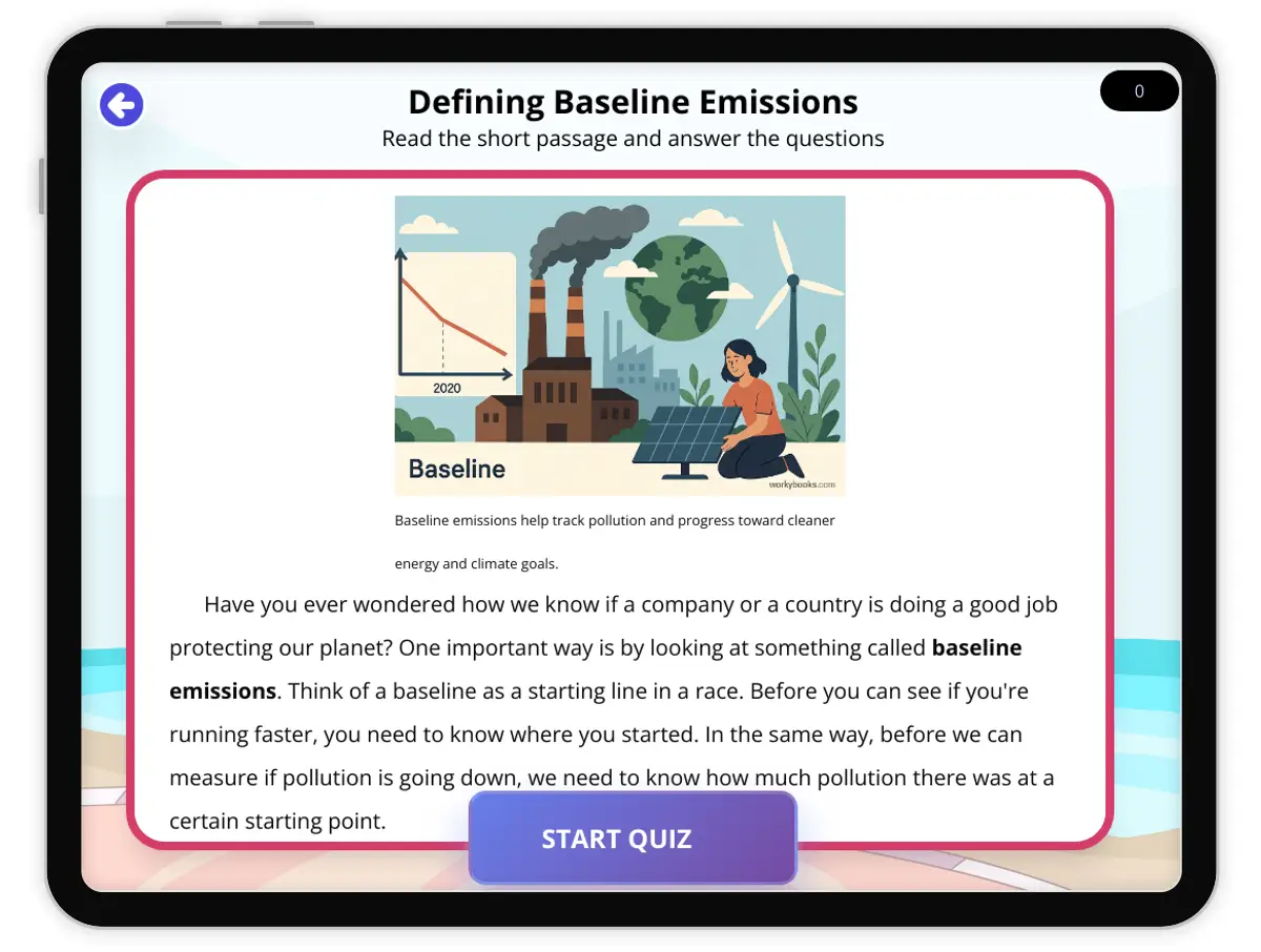 Interactive — Reading Comprehension preview: Defining Baseline Emissions covering  standards - Page 1 of 1