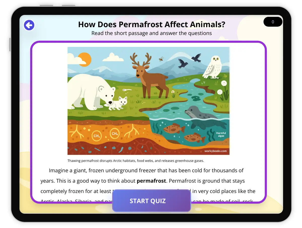 Interactive — Reading Comprehension preview: How Does Coral Bleaching Affect Marine Animals? covering  standards - Page 1 of 1