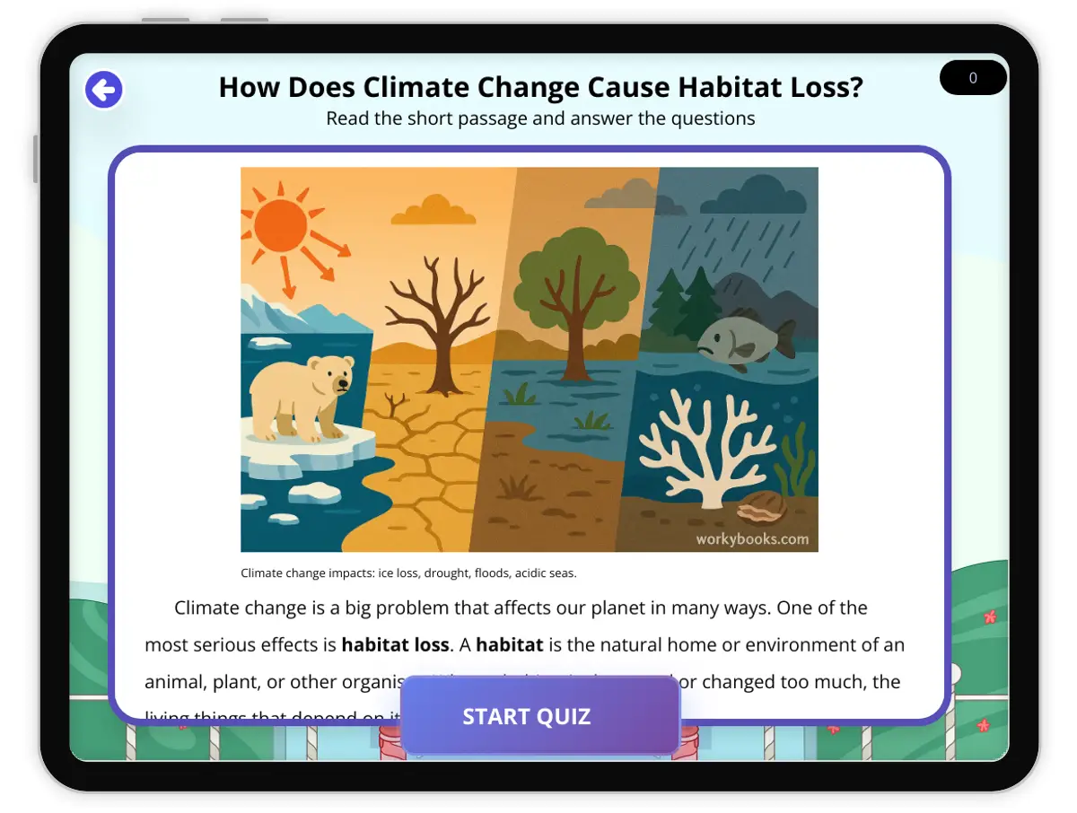 Interactive — Reading Comprehension preview: How Does Climate Change Affect Hibernation covering  standards - Page 1 of 1