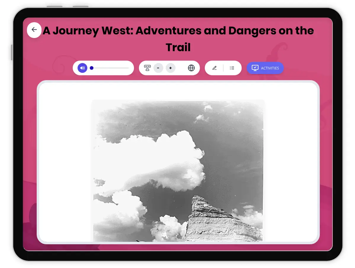Interactive — Reading Comprehension preview: Traveling the Western Trail covering D2.HIS.3.3-5, D2.HIS.14.3-5, RI.4.3, RI.4.4, W.4.2 standards - Page 1 of 1