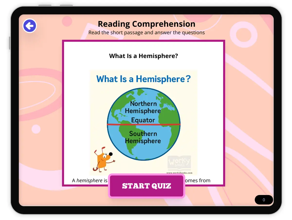 Interactive — Reading Comprehension preview: The Western Hemisphere covering FL.SS.2.G.1.1, SS.2.G.1.2 standards - Page 1 of null
