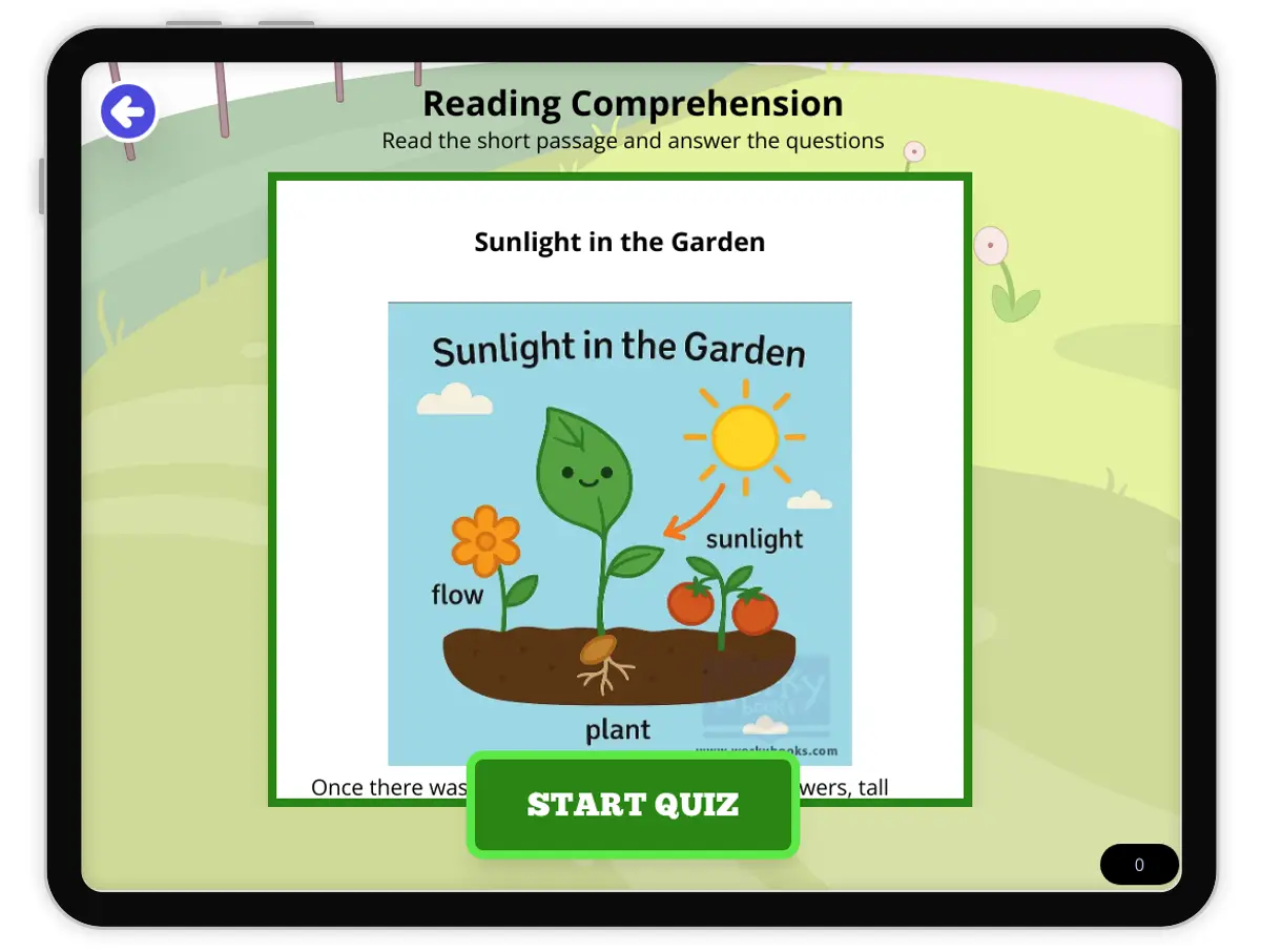 Interactive — Reading Comprehension preview: Sunlight in the Garden covering 2-LS2-1 standards - Page 1 of null