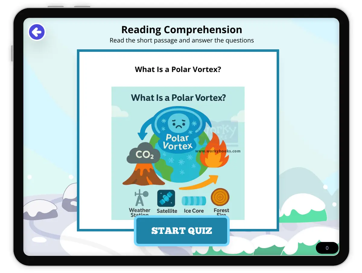 Interactive — Reading Comprehension preview: What Is a Polar Vortex? covering MS-ESS2-5 standards - Page 1 of null