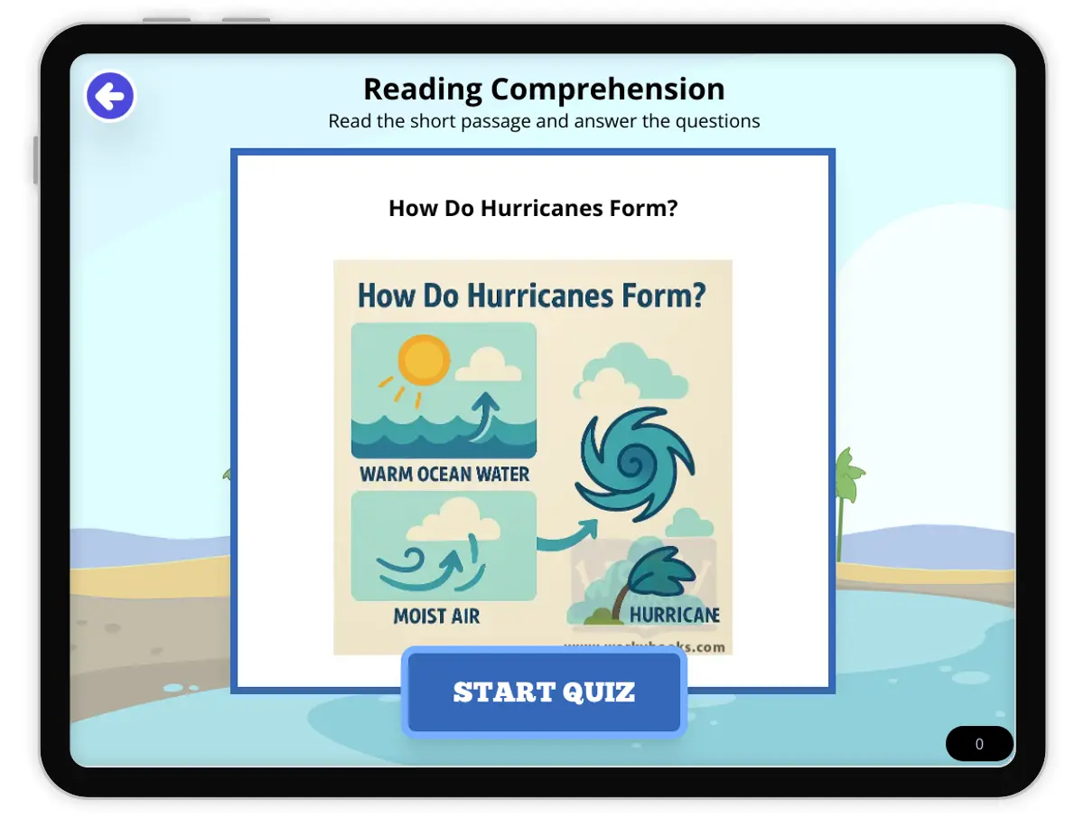 Interactive — Reading Comprehension preview: How  Do Hurricanes Form? covering MS-ESS3-2 standards - Page 1 of null