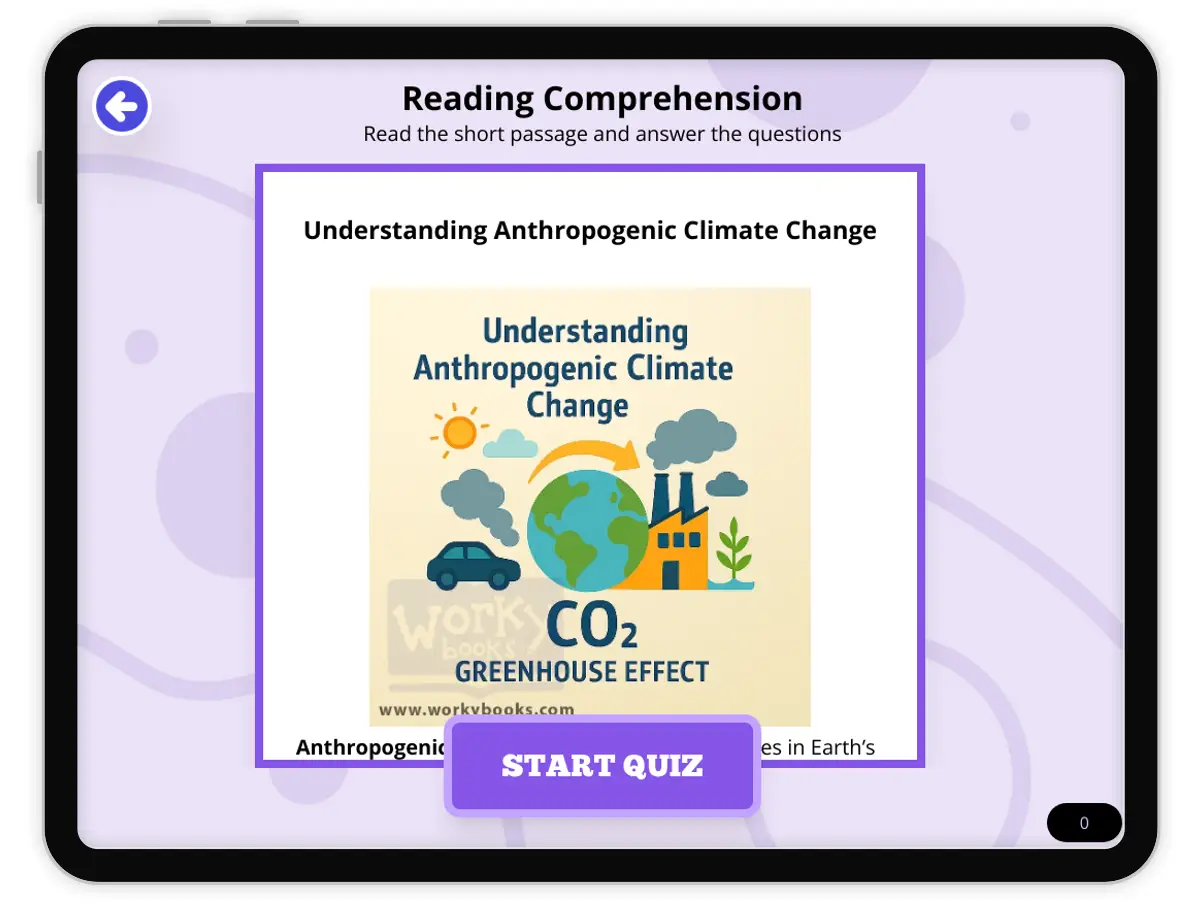 Interactive — Reading Comprehension preview: Understanding Anthropogenic Climate Change covering  standards - Page 1 of null