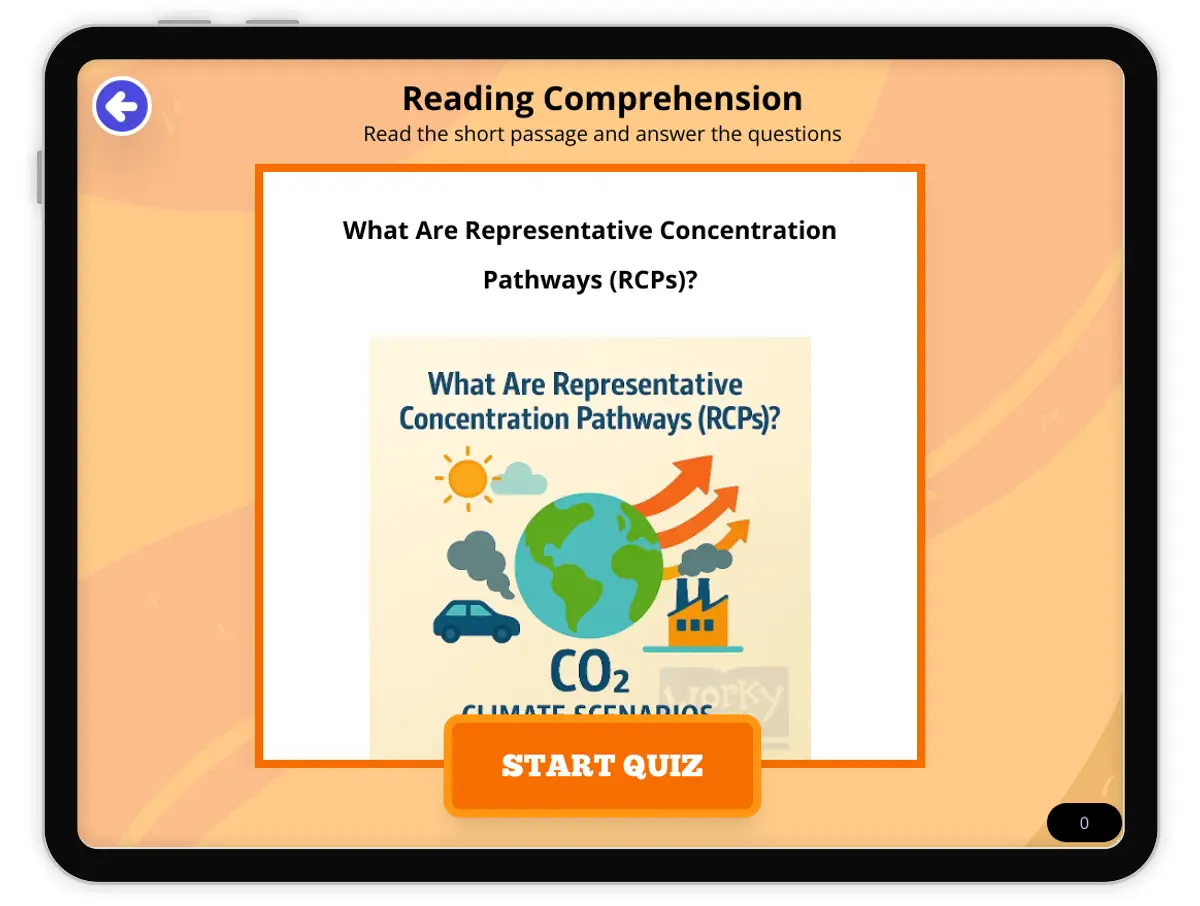 Interactive — Reading Comprehension preview: What Are Representative Concentration Pathways (RCPs)? covering  standards - Page 1 of null