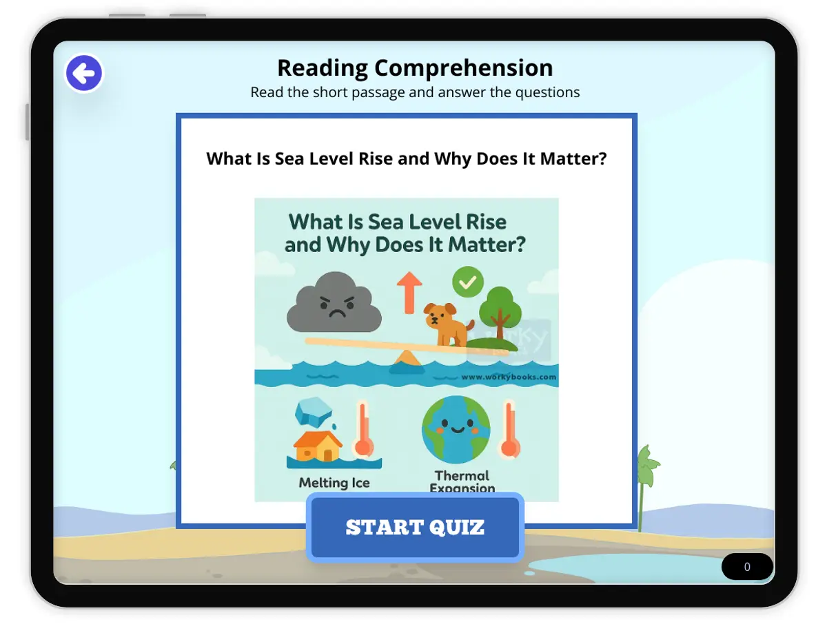 Interactive — Reading Comprehension preview: What Is Sea Level Rise and Why Does It Matter? covering  standards - Page 1 of null