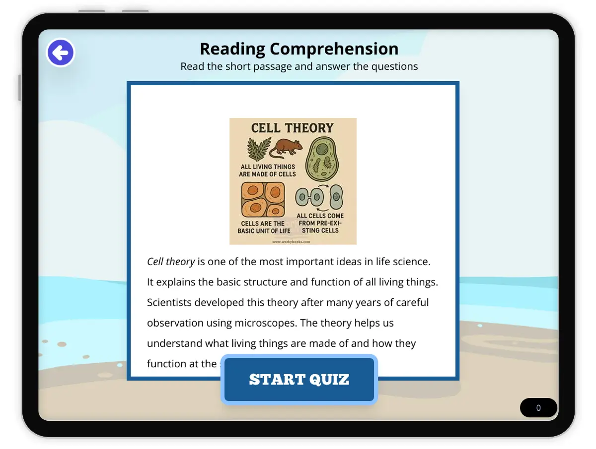 Interactive — Reading Comprehension preview: Understanding Cell Theory covering MS-LS3-1, MS-LS3-2 standards - Page 1 of null