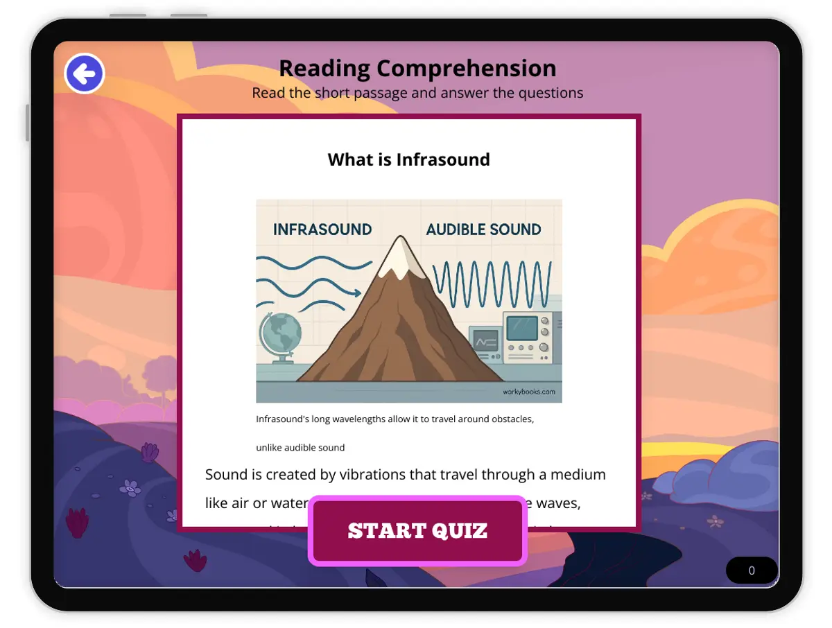 Interactive — Reading Comprehension preview: What is Infrasound covering  standards - Page 1 of null