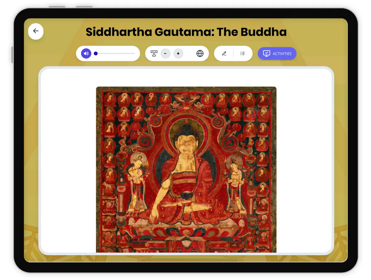 Interactive — Reading Comprehension preview: Siddhartha Gautama: The Buddha covering  standards - Page 1 of 1