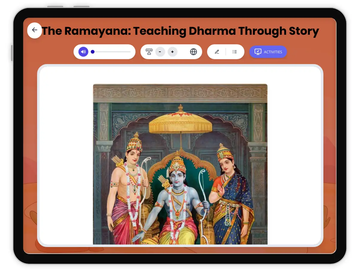 Interactive — Reading Comprehension preview: The Story of Ramayana covering  standards - Page 1 of 1
