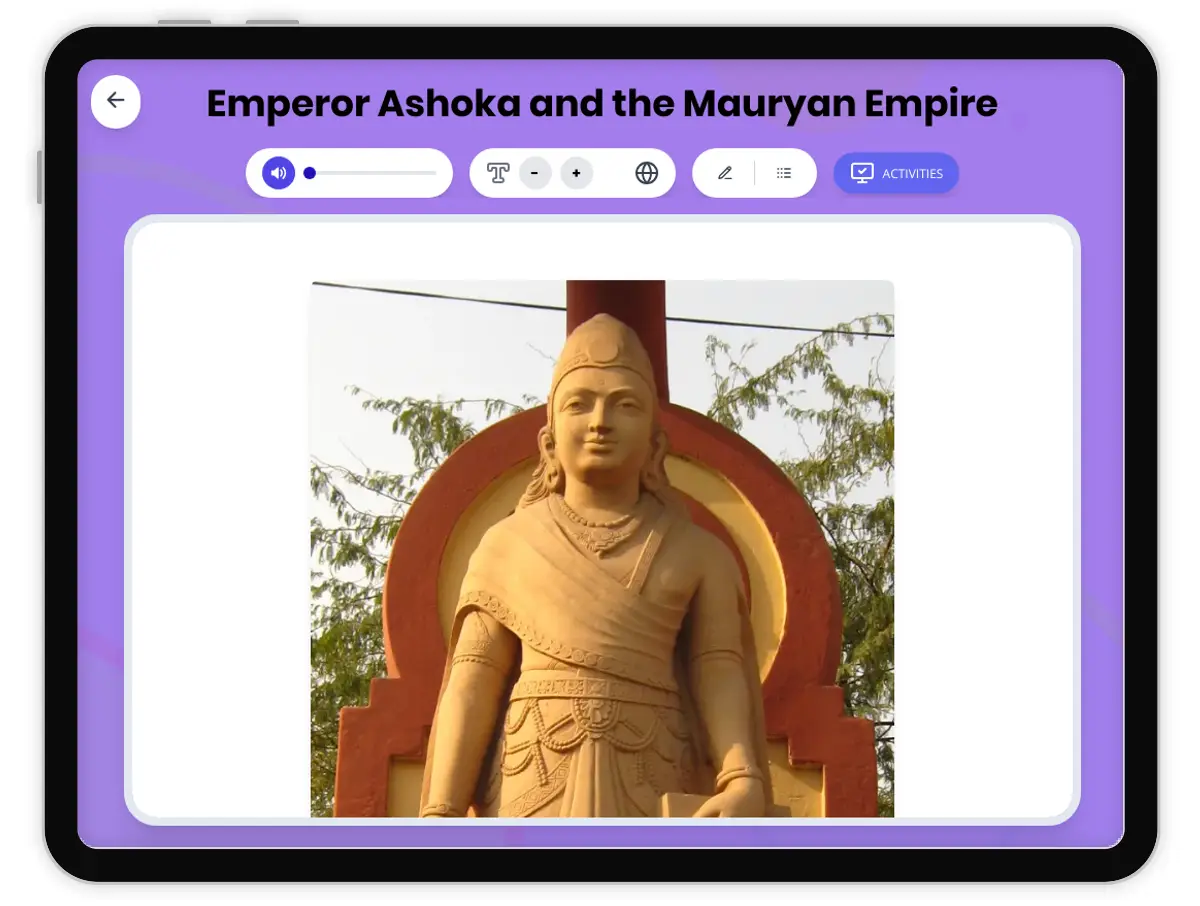 Interactive — Reading Comprehension preview: Emperor Ashoka and the Mauryan Empire covering  standards - Page 1 of 1