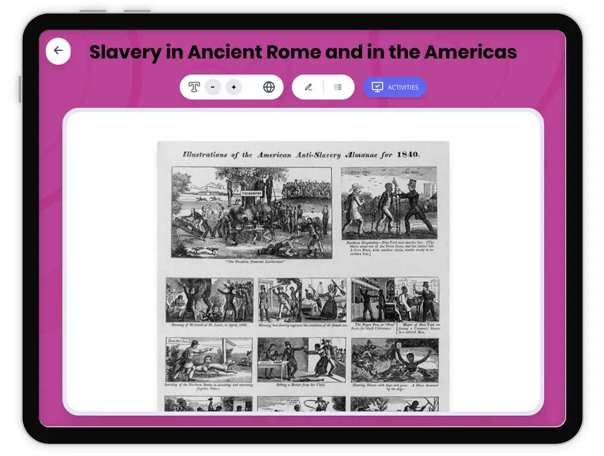 Interactive — Reading Comprehension preview: Slavery in Ancient Rome and in the Americas covering  standards - Page 1 of 1