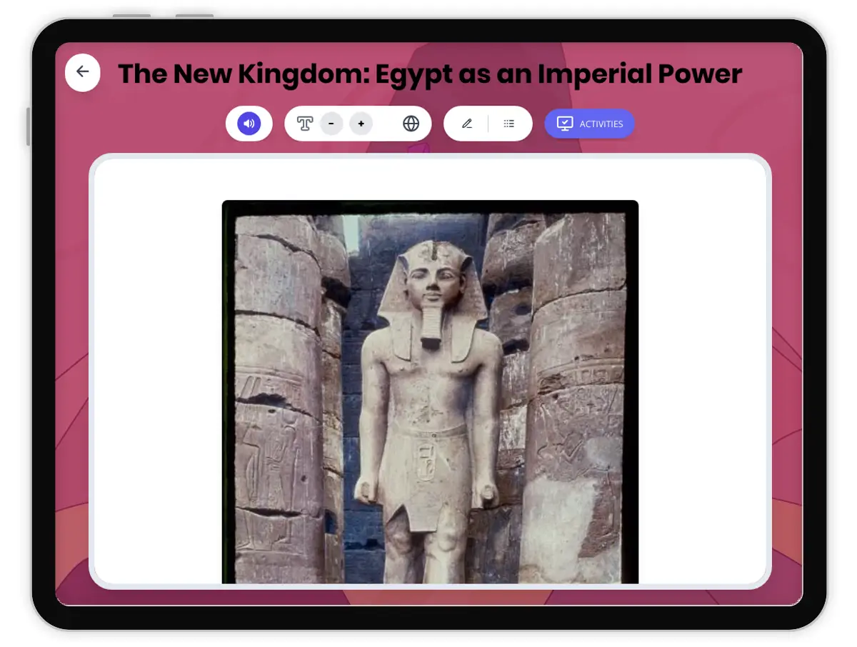 Interactive — Reading Comprehension preview: The New Kingdom: Egypt as an Imperial Power covering  standards - Page 1 of 1