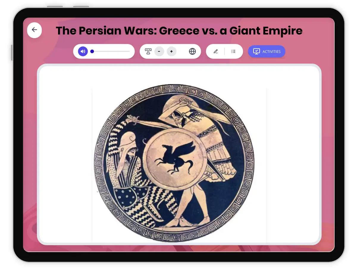 Interactive — Reading Comprehension preview: The Persian Wars: Greece Against Persia covering  standards - Page 1 of 1