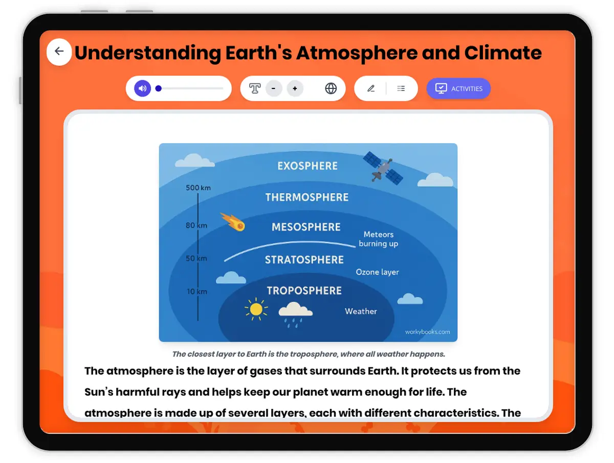 Interactive — Reading Comprehension preview: Understanding Earth's Atmosphere and Climate covering  standards - Page 1 of 1