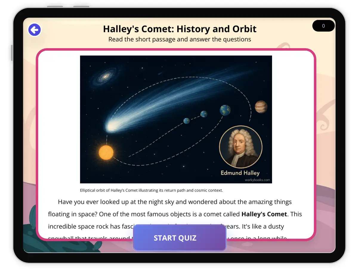 Interactive — Reading Comprehension preview: First Scientist To Use The Telescope In Astronomy covering  standards - Page 1 of 1