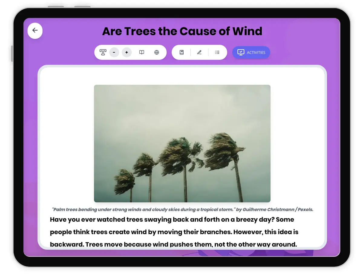 — Reading Comprehension preview: Do Trees Cause Wind - Page 1 of null