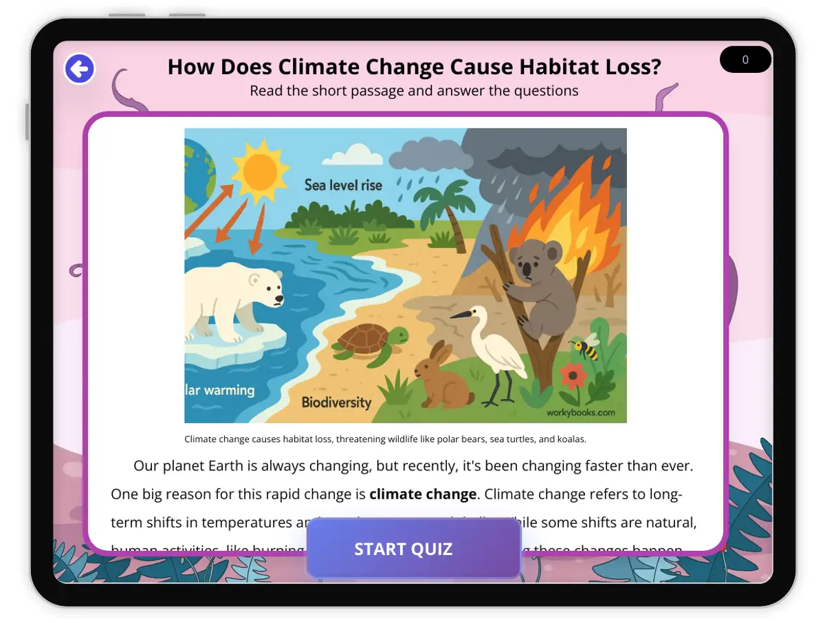 Interactive — Reading Comprehension preview: How Does Climate Change Impact Migrating Animals? covering  standards - Page 1 of 1
