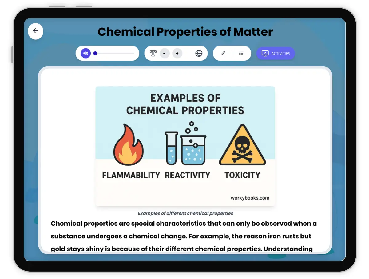 Interactive — Reading Comprehension preview: Chemical Properties of Matter covering MS-PS1-2 standards - Page 1 of 1