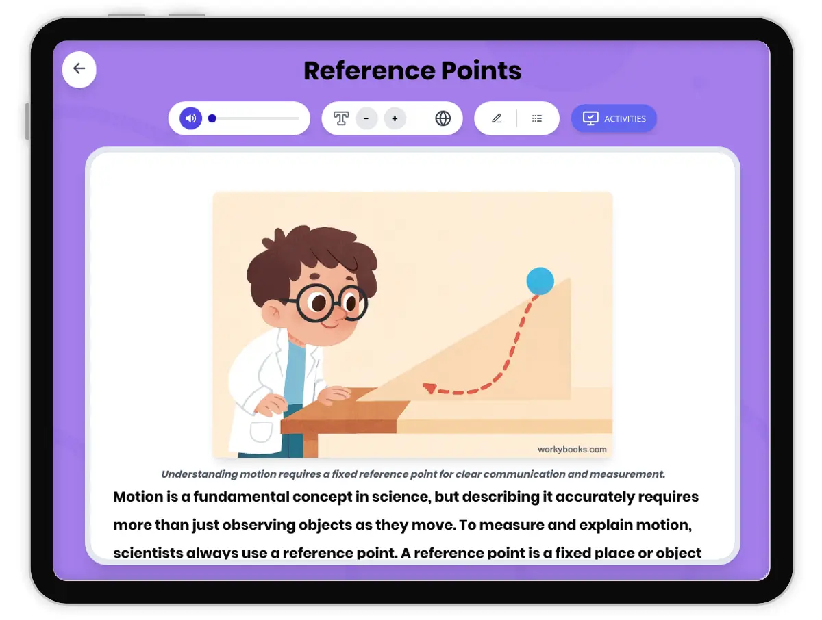 Interactive — Reading Comprehension preview: Reference Points covering MS-PS2-2 standards - Page 1 of 1