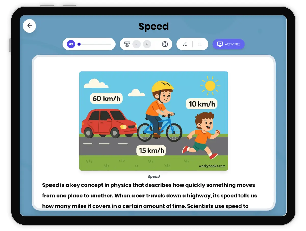 Interactive — Reading Comprehension preview: Speed covering MS-PS2-2 standards - Page 1 of 1