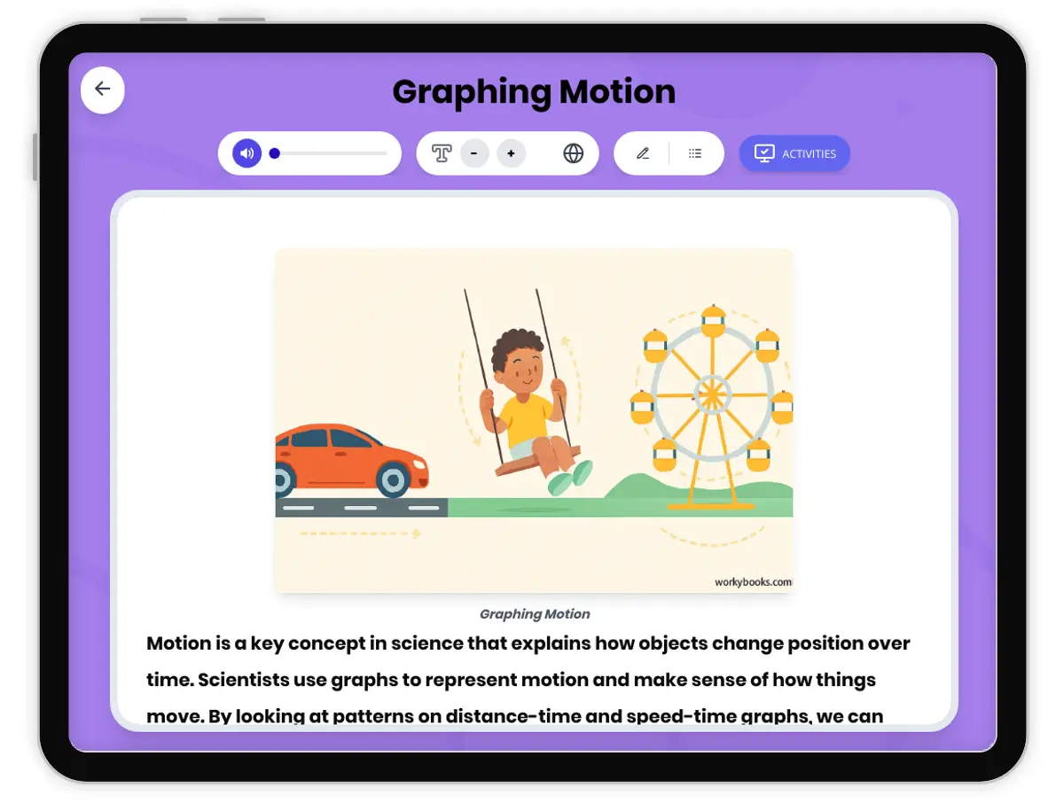 Interactive — Reading Comprehension preview: Graphing Motion covering MS-PS2-2 standards - Page 1 of 1