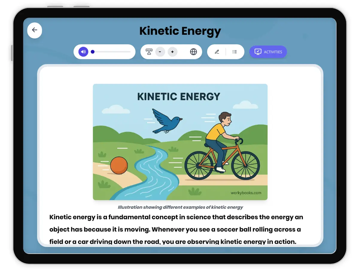 Interactive — Reading Comprehension preview: Kinetic Energy covering MS-PS3-1 standards - Page 1 of 1