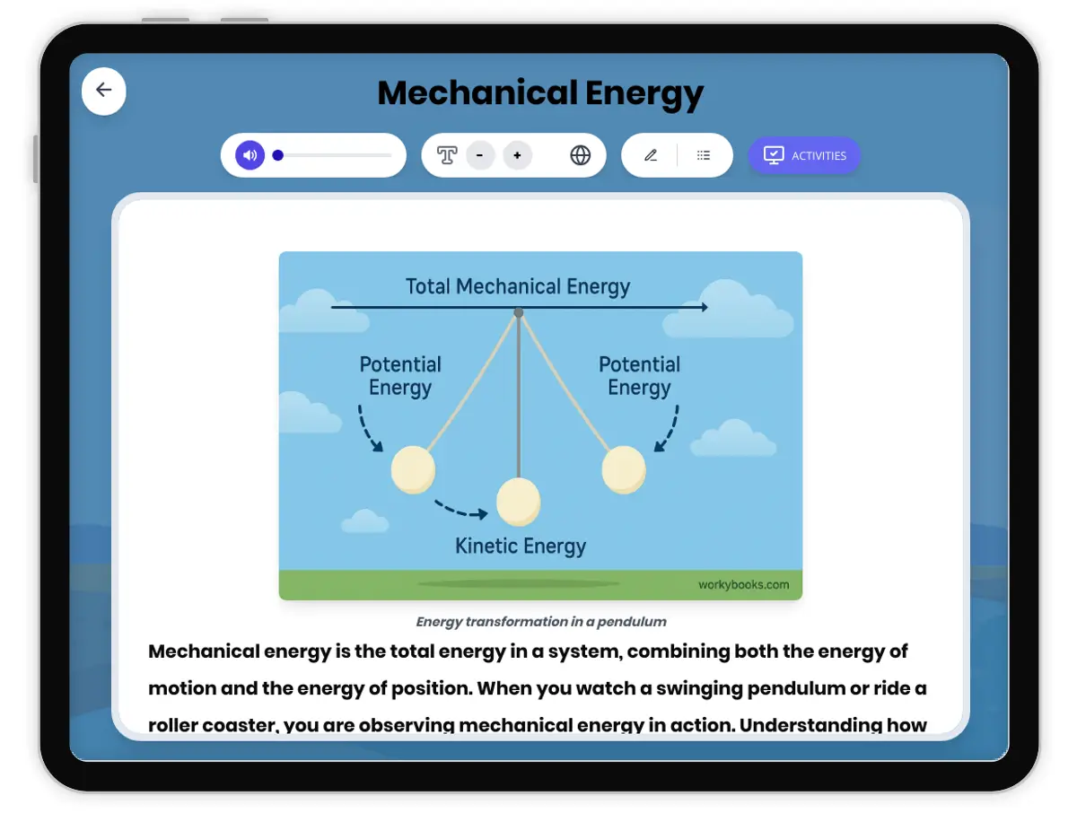 Interactive — Reading Comprehension preview: Mechanical Energy covering MS-PS3-1, MS-PS3-2 standards - Page 1 of 1