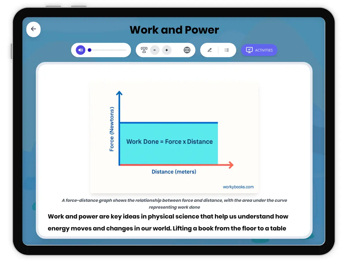 Interactive — Reading Comprehension preview: Work and Power covering MS-PS3-1 standards - Page 1 of 1
