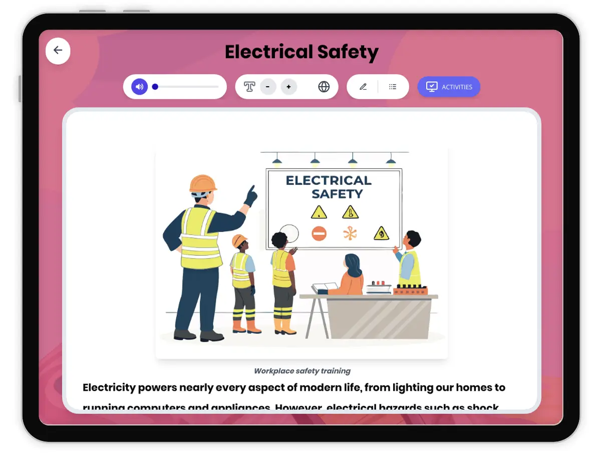 Interactive — Reading Comprehension preview: Electrical Safety covering MS-PS2-3 standards - Page 1 of 1