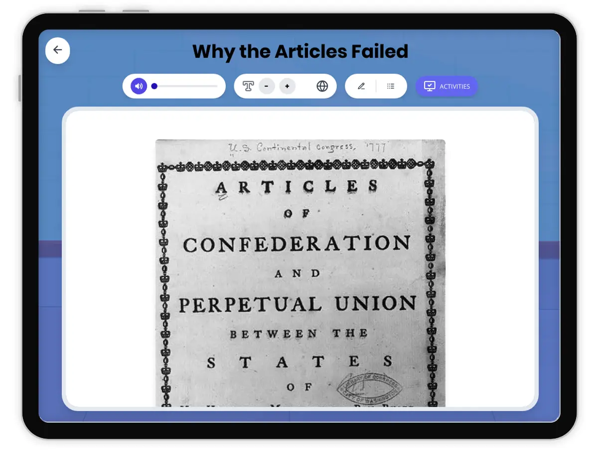 Interactive — Reading Comprehension preview: Why the Articles Failed covering  standards - Page 1 of 1