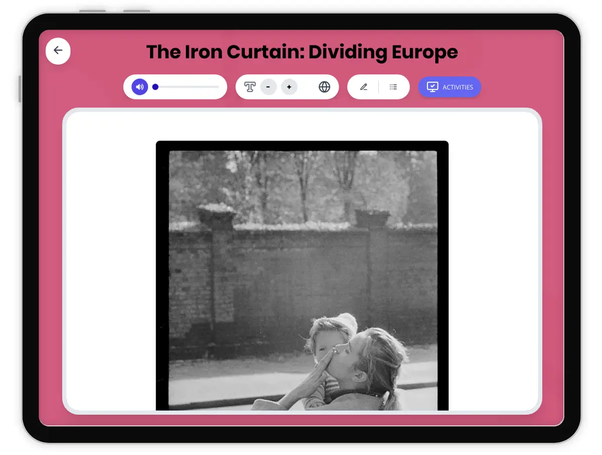Interactive — Reading Comprehension preview: The Iron Curtain: Dividing Europe covering  standards - Page 1 of 1