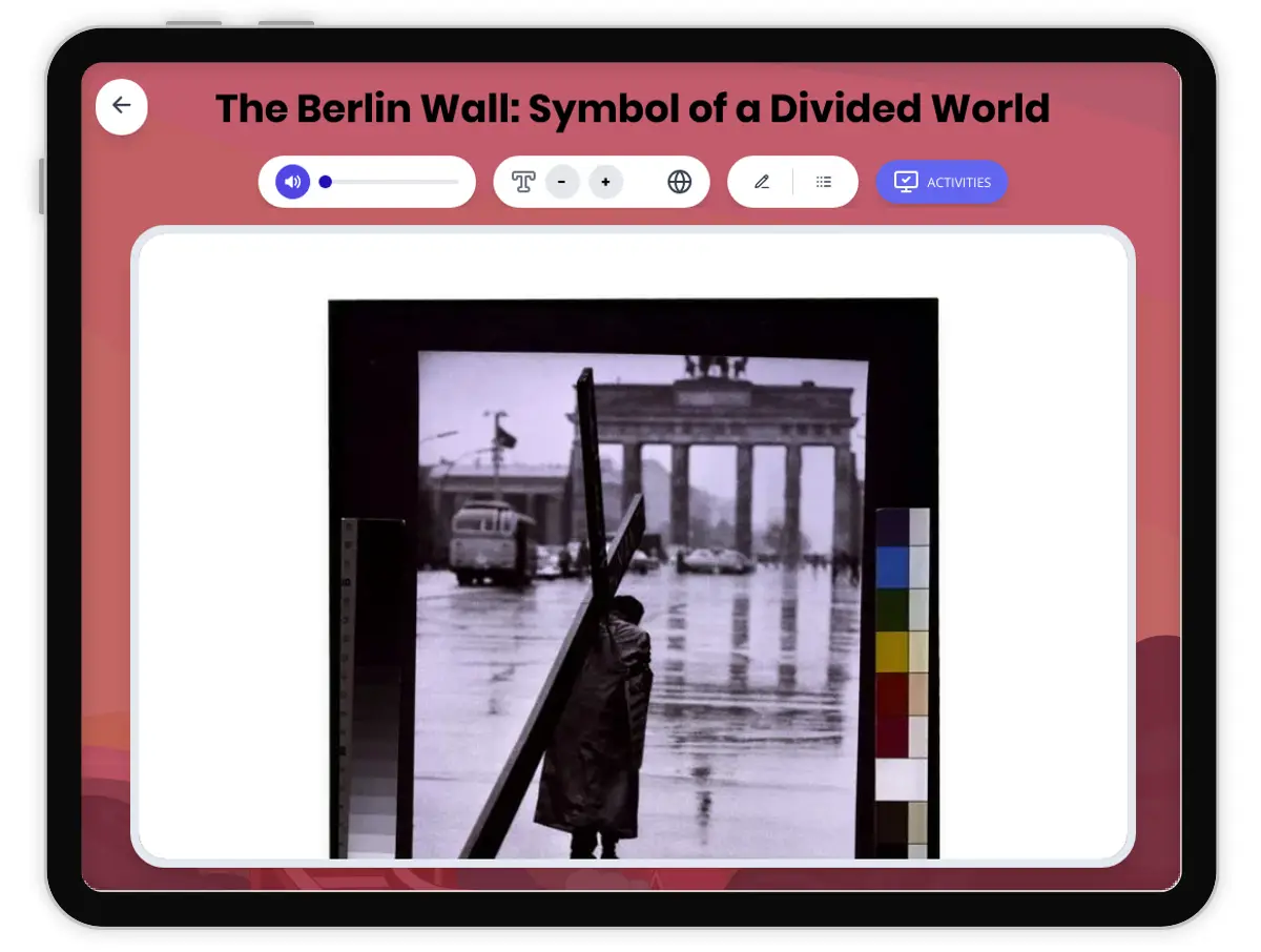 Interactive — Reading Comprehension preview: The Berlin Wall: Symbol of a Divided World covering  standards - Page 1 of 1