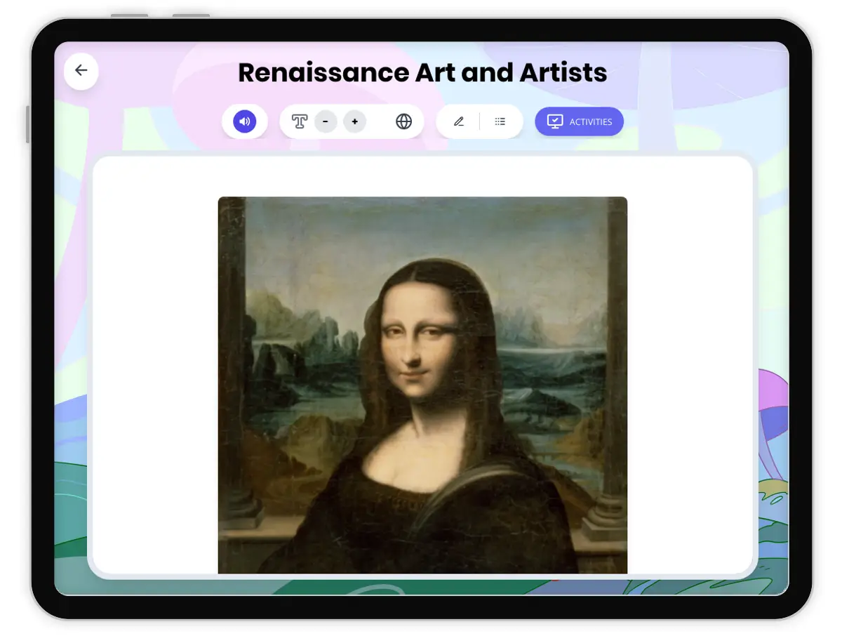 Interactive — Reading Comprehension preview: Renaissance Art and Artists covering  standards - Page 1 of 1