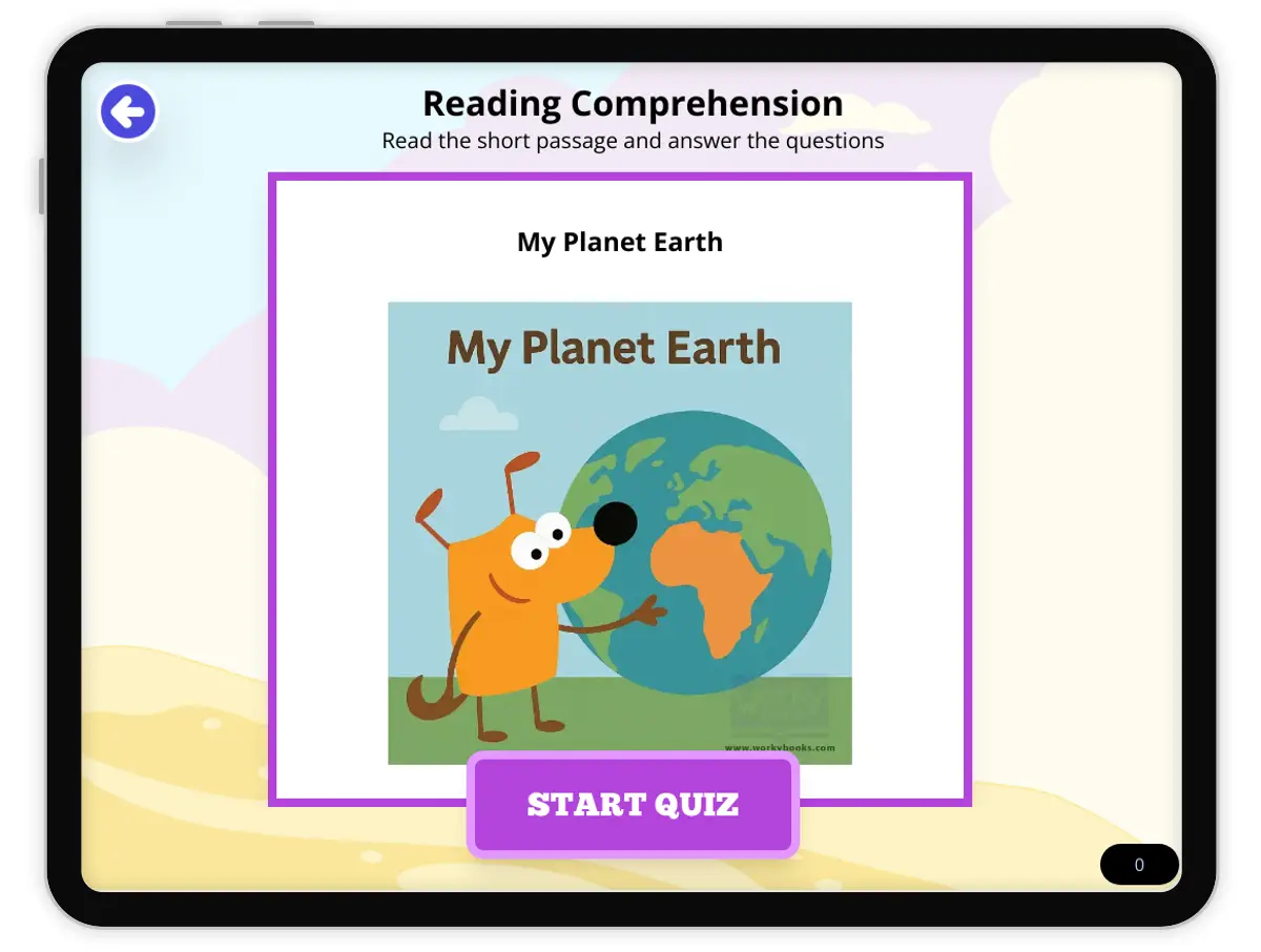 Interactive — Reading Comprehension preview: My Planet Earth covering FL.SS.2.G.1.1, SS.2.G.1.3 standards - Page 1 of null